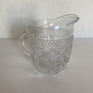 Glass Milk Creamer Diamond Cut Leaf Pattern